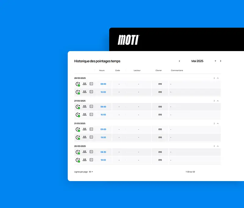 écran pointage Moti®