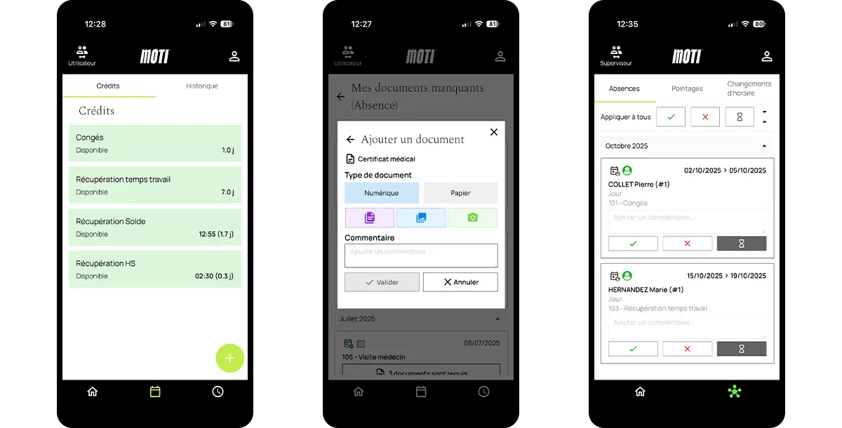 Logiciel Moti® - module absences et congés