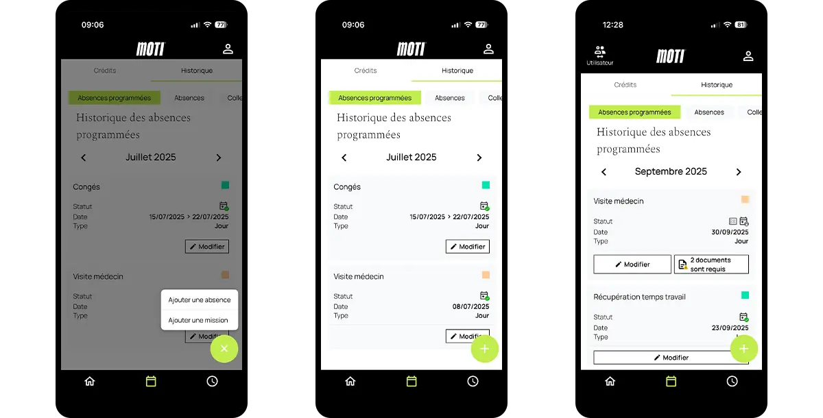 Logiciel Moti® - module absences et congés