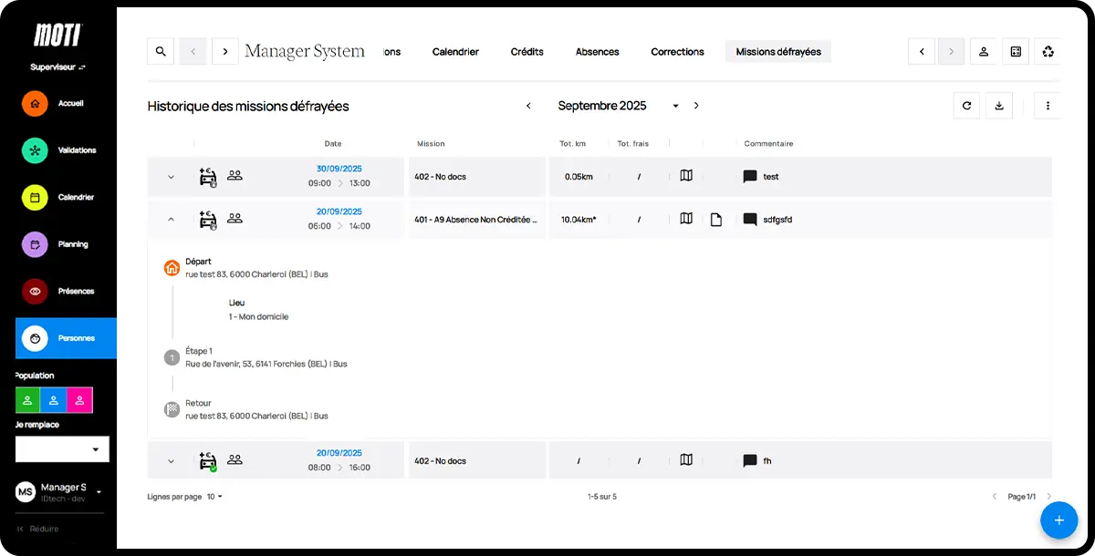 Logiciel Moti® - module déplacements et indemnités