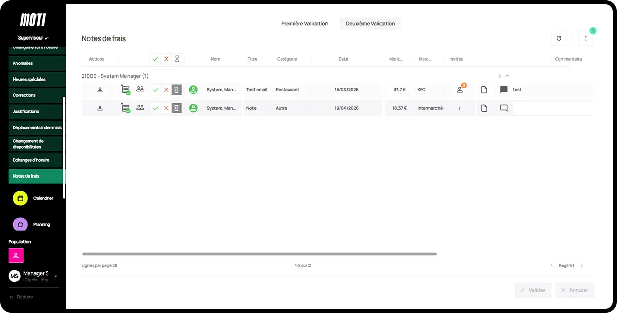 Logiciel Moti® - notes de frais