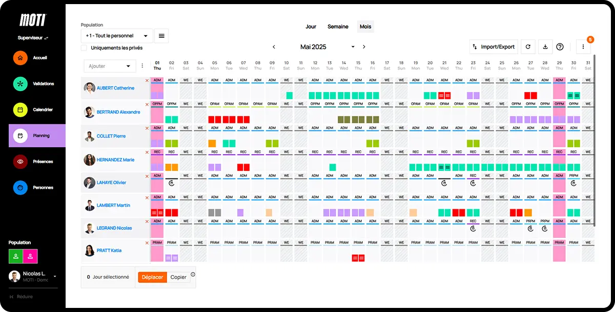 Logiciel Moti® - module absences et congés