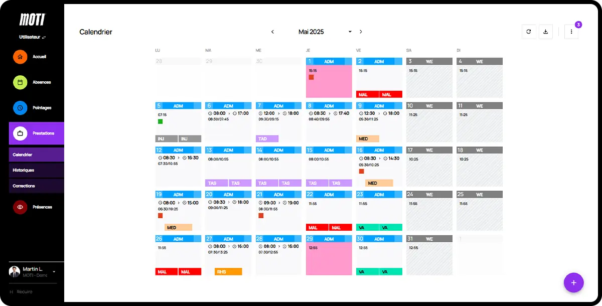 écran planning Moti®