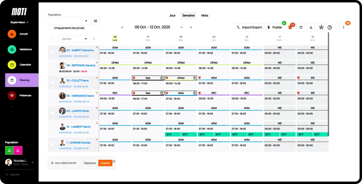 Logiciel Moti® - planning