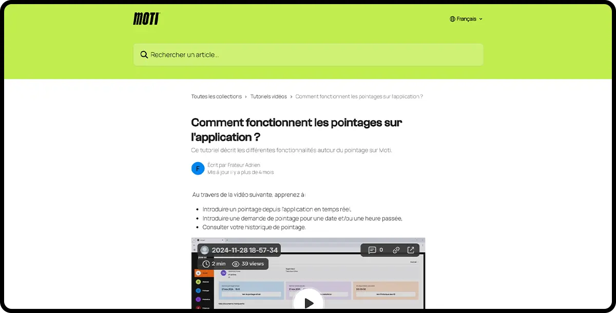 Logiciel Moti® support