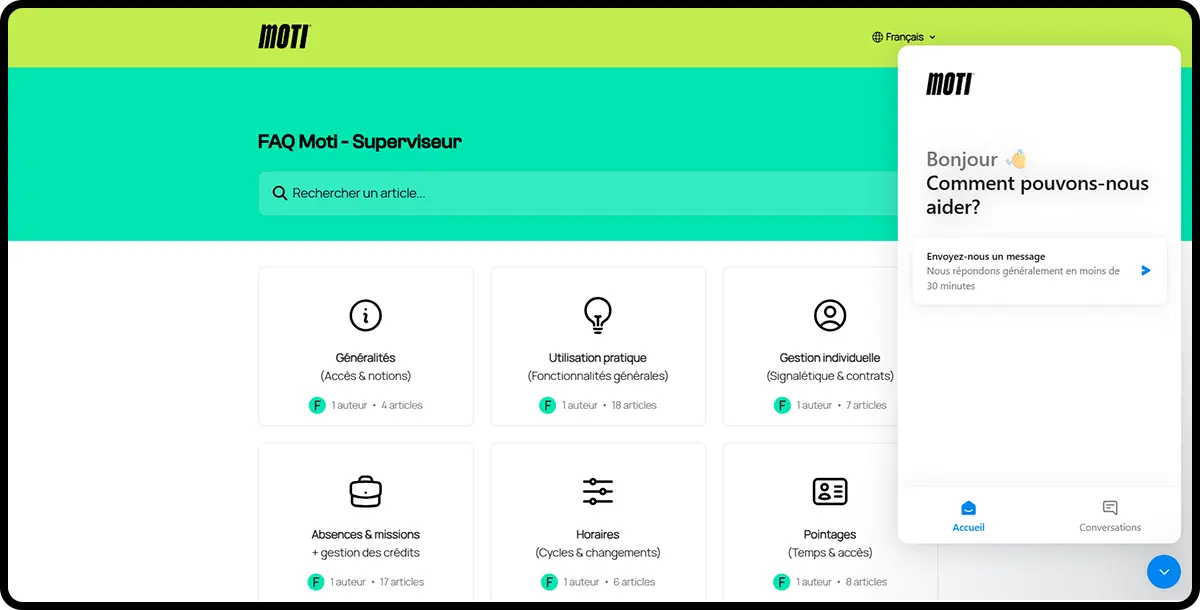 Logiciel Moti® support